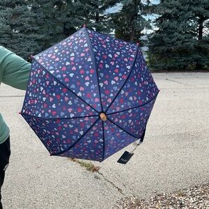 NWT Hatley Kids Umbrella One Size Blue Heart Color Changing Kid Safe Fun